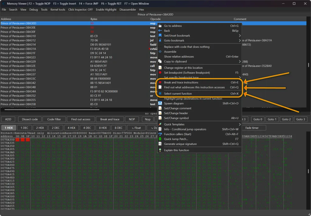 Cheat Engine Memory Viewer plugin with AOB scan helper, injection point opener, and keyboard shortcuts.
