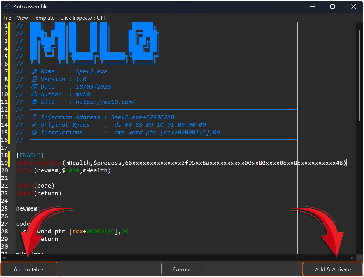 This Cheat Engine Auto Assembler plugin adds smart buttons to the Auto Assembler window, allowing you to quickly add, activate, and toggle scripts without creating duplicates.