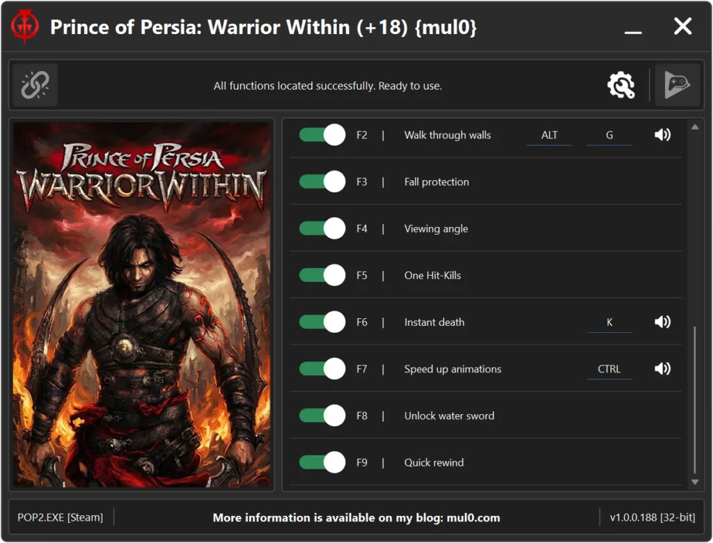 Download the Prince of Persia Warrior Within trainer and enhance your gameplay with powerful cheats and gameplay modifications.